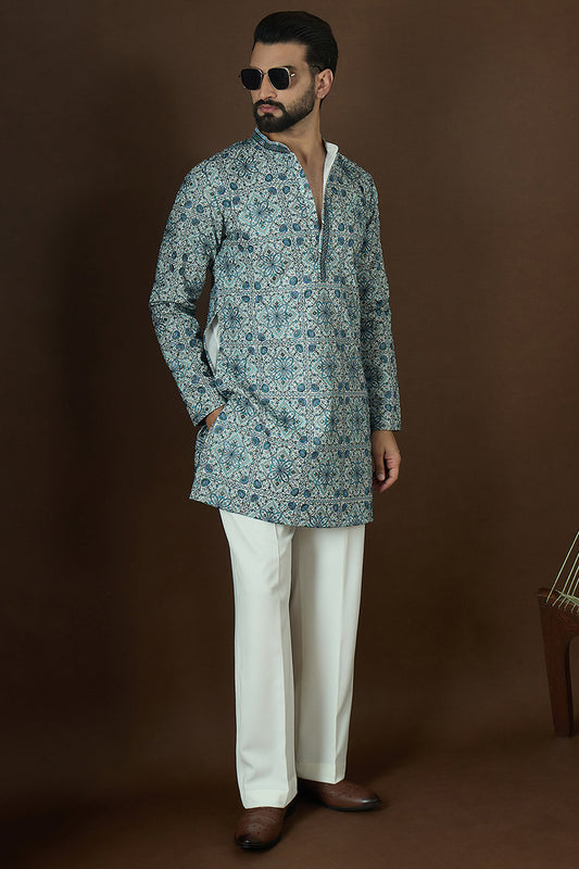 White Polyster Solid Embroidered Straight Kurta Sets MKSET1868
