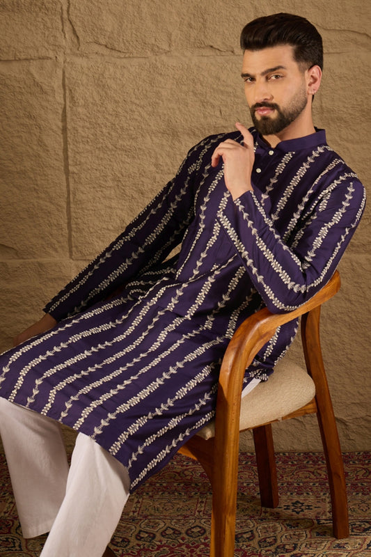 Purple Viscose Rayon Printed Straight Kurta MKU1280
