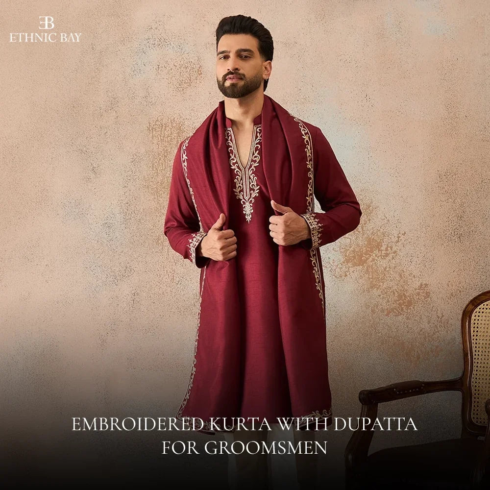 Embroidered Kurta with Dupatta for Groomsmen: The Ultimate Wedding Style Guide