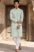 Ethnic Bay Green  Linen Printed Straight Kurta With Trousers MKSET2068