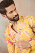 Ethnic Bay Mens Yellow Silk Blend Ethnic Motifs Embroidered Kurta With Trouser MKSET2455