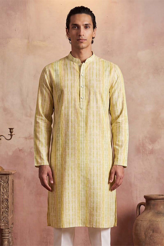 Ethnic Bay Mens Multi Silk Blend Abstract Printed Kurta With Trousers MKSET2255