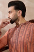 Orange Silk Blend Embroidered Mandarin Collar Straight Kurta MKU2043