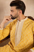Yellow Silk Blend Embroidered Mandarin Collar Straight Kurta MKU1691