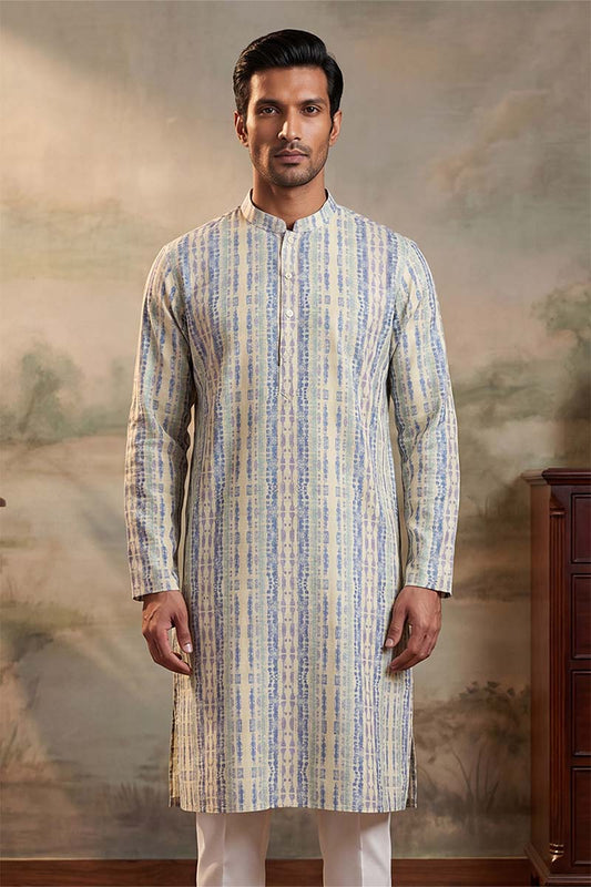 Ethnic Bay Mens Multi Silk Blend Abstract Printed Kurta MKU2252