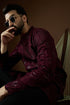 Purple Georgette Solid Embroidered Straight Kurta MKU1578