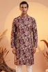 Ethnic Bay Mens Purple Viscose Rayon Floral Printed Kurta MKU1981