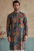 Ethnic Bay Viscose Rayon Multi Abstract Printed Calf Length Straight Kurta With Trousers MKSET1984