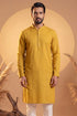 Ethnic Bay Mens Yellow Silk Blend Solid Solid Kurta With Trousers MKSET2222