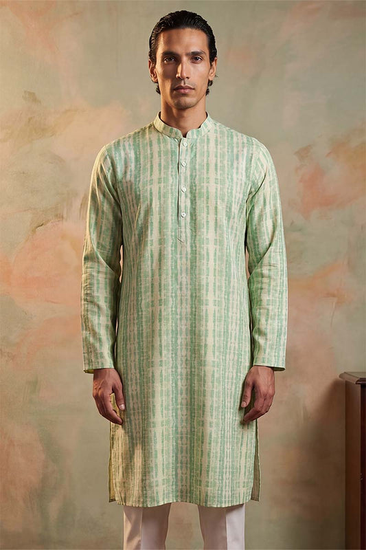 Ethnic Bay Mens Multi Silk Blend Abstract Printed Kurta With Trousers MKSET2251