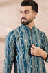 Turquoise Blue Silk Blend Abstract Printed Straight Kurta MKU2005