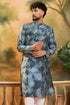 Blue Silk Blend Batik Embroidered Straight Kurta with Trouser MKSET1465