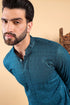 Teal Viscose Rayon Solid Embroidered Straight Kurta For Men MKU1022TIL
