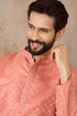 Ethnic Bay Mens Coral Jacquard Ethnic Motifs Embroidered Kurta MKU2491