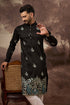 Black Silk Blend Solid Embroidered Straight Kurta with Trouser MKSET1348