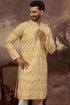 Yellow Viscose Rayon Solid Embroidered Straight Kurta with Trouser MKSET1385