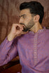 Ethnic Bay Mens Purple Jacquard Geometric Embroidered Kurta With Trouser MKSET2549