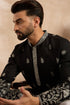 Black Silk Blend Solid Embroidered Straight Kurta MKU1782