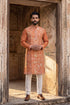Ethnic Bay Peach Viscose Rayon Embroidered Straight Kurta With Trousers MKSET2169