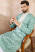 Teal Silk Blend Geometric Embroidered Straight Kurta MKU1693