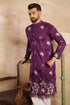 Purple Polyester Solid Embroidered Straight Kurta With Trouser MKSET1834