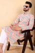 Ethnic Bay Teal Viscose Rayon Chevron Embroidered Straight Kurta For Men MKU1008TIL