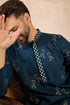 Navy Blue Silk Blend Solid Embroidered Straight Kurta With Trouser MKSET1816