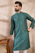 Green Silk Blend Ethnic Motifs Printed Straight Kurta With Trouser MKSET1996