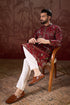 Maroon Silk Blend Floral Printed Straight Kurta With Trouser MKSET1963
