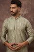 Green Silk Blend Solid Embroidered Straight Kurta With Pant Set MKSET1356