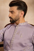 Lavender Silk Blend Solid Embroidered Straight Kurta With Trouser MKSET1815