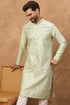 Peach Silk Blend Solid Embroidered Straight Kurta MKU1445