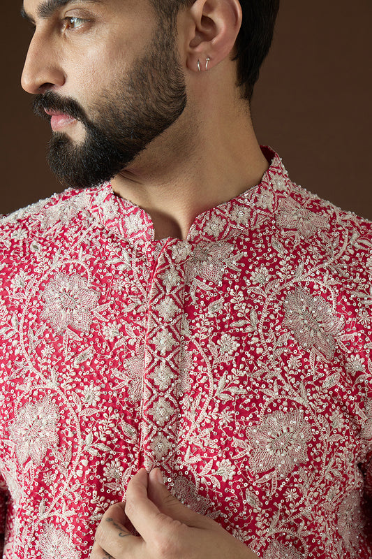 Pink Georgette Solid Embroidered Straight Kurta MKU1754