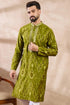 Green Viscose Rayon Chevron Printed Straight Kurta MKU1965