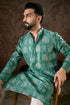 Teal Silk Blend Floral Printed Straight Kurta With Trouser MKSET1971