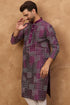 Purple Silk Blend Geometric Printed Straight Kurta With Pant Set MKSET1529