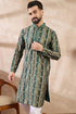 Green Silk Blend Abstract Printed Straight Kurta MKU2007