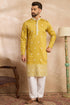 Yellow Polyester Solid Embroidered Straight Kurta MKU1809