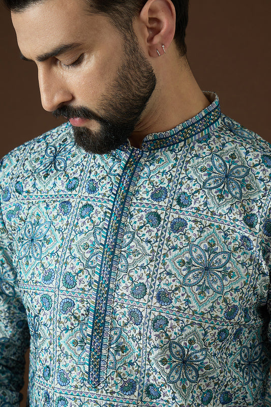 White Polyster  Solid Embroidered Straight Kurta MKU1868