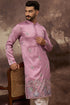 Pink Silk Blend Solid Embroidered Straight Kurta with Trouser MKSET1347