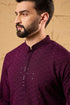 Ethnic Bay Wine Viscose Rayon Embroidered Straight Kurta With Trousers MKSET1189