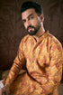 Mustard Silk Blend Ethnic Motifs Printed Straight Kurta MKU1925