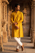 Yellow Silk Blend Embroidered Straight Kurta MKU2073