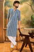 Ethnic Bay Blue Viscose Rayon Embroidered Straight Kurta With Trousers MKSET1412