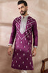 Ethnic Bay Purple Silk Embroidered Mandarin Collar Straight Kurta MKU1789