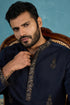 Ethnic Bay Men Blue Silk Blend Embroidered Straight Kurta Sets MKSET2122