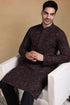 Ethnic Bay Black Viscose Rayon Ethnic Motifs Embroidered Straight Kurta For Men MKU1013BLK