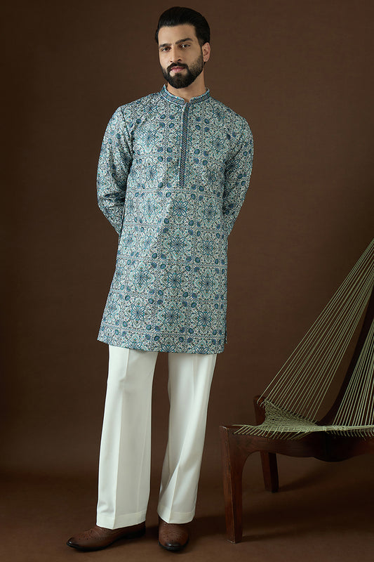 White Polyster  Solid Embroidered Straight Kurta MKU1868