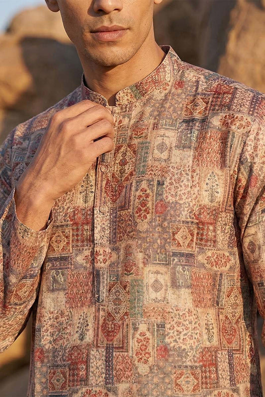 Multi Silk Blend Printed Straight Kurta MKU1939