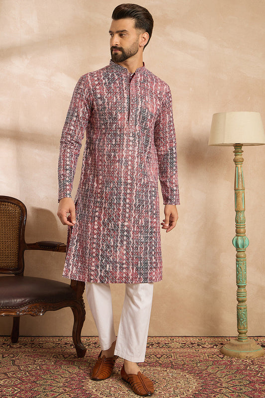 Brown Viscose Rayon Solid Printed Straight Kurta MKU1660
